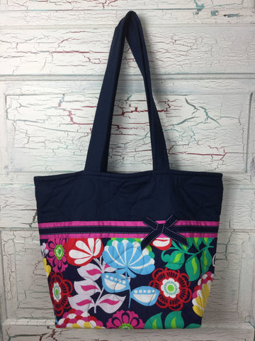 Bright Floral on Navy XL Bag