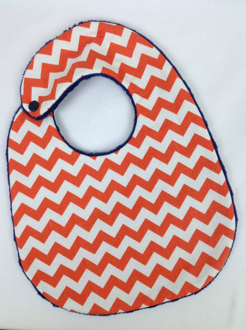 Orange and White Chevron with Navy Bib