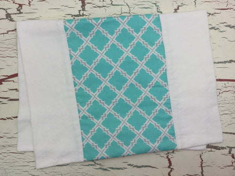 Aqua and Gray Diamond Burp Cloth