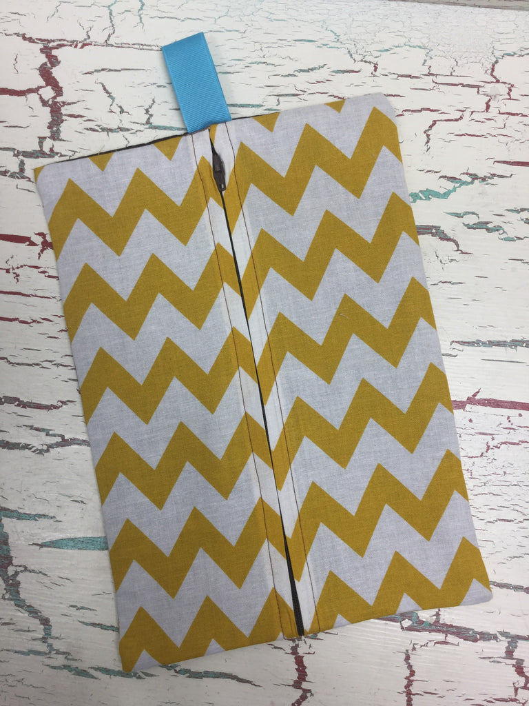 Ivory and Mustard Chevron Diaper/Wipee Case