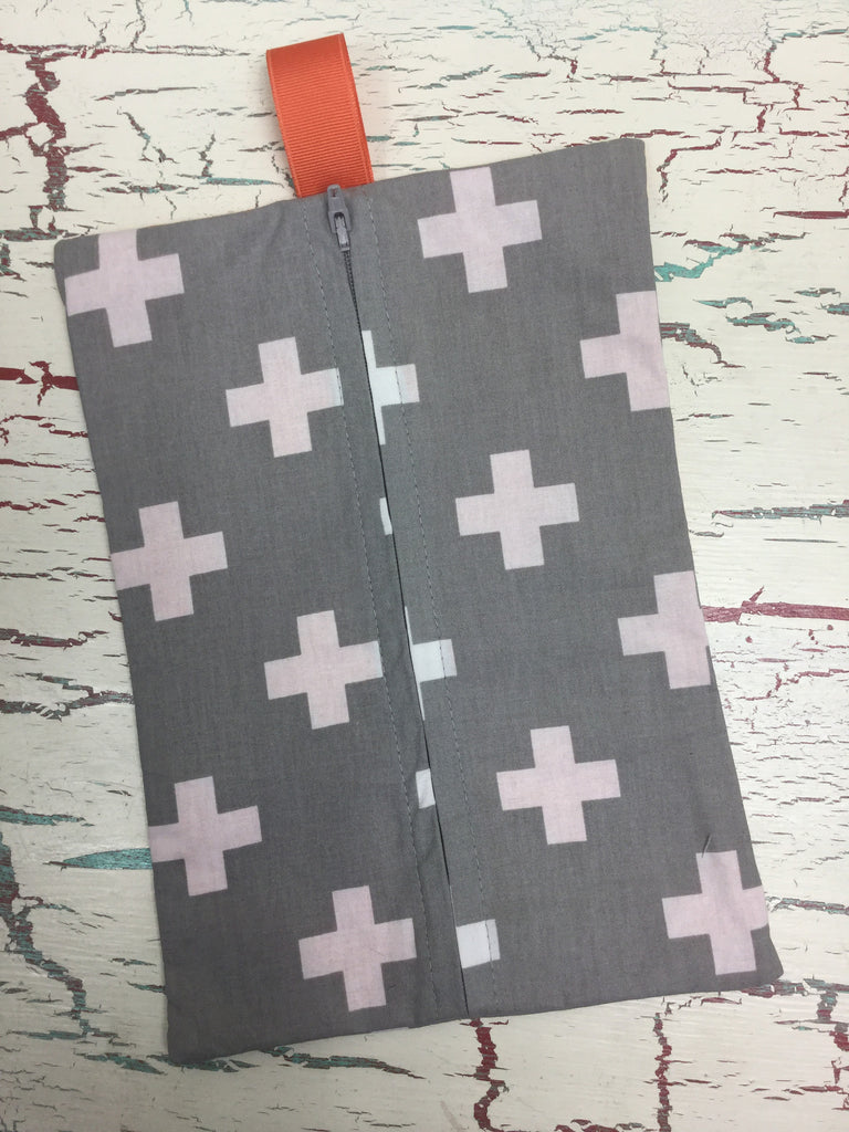 Crosses on Gray Diaper/Wipee Case