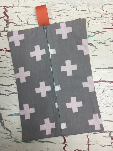 Crosses on Gray Diaper/Wipee Case