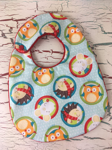 Red and Aqua Woodland Bib