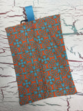 Orange and Aqua Scroll Diaper/Wipee Case