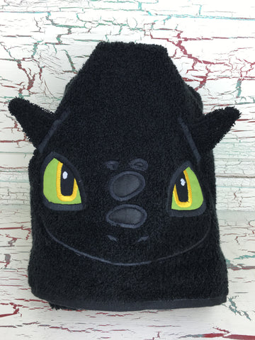 Hooded Bath Towel Black Dragon
