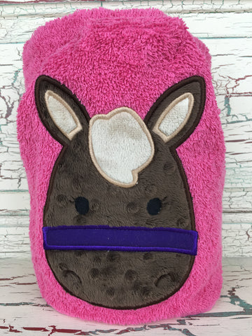 Hooded Bath Towel Horse Pink
