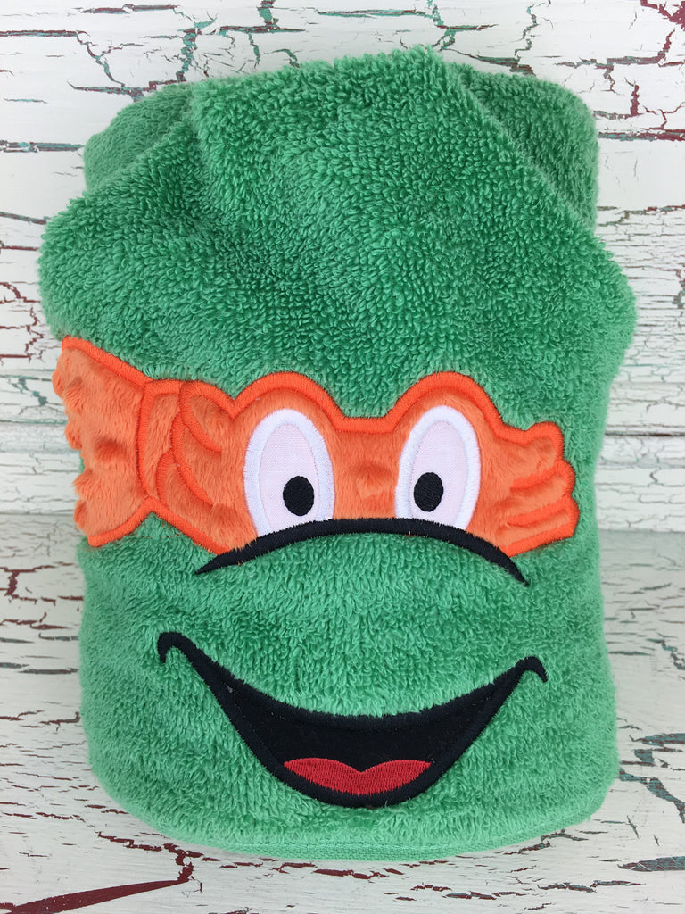 Hooded Bath Towel Turtle Orange