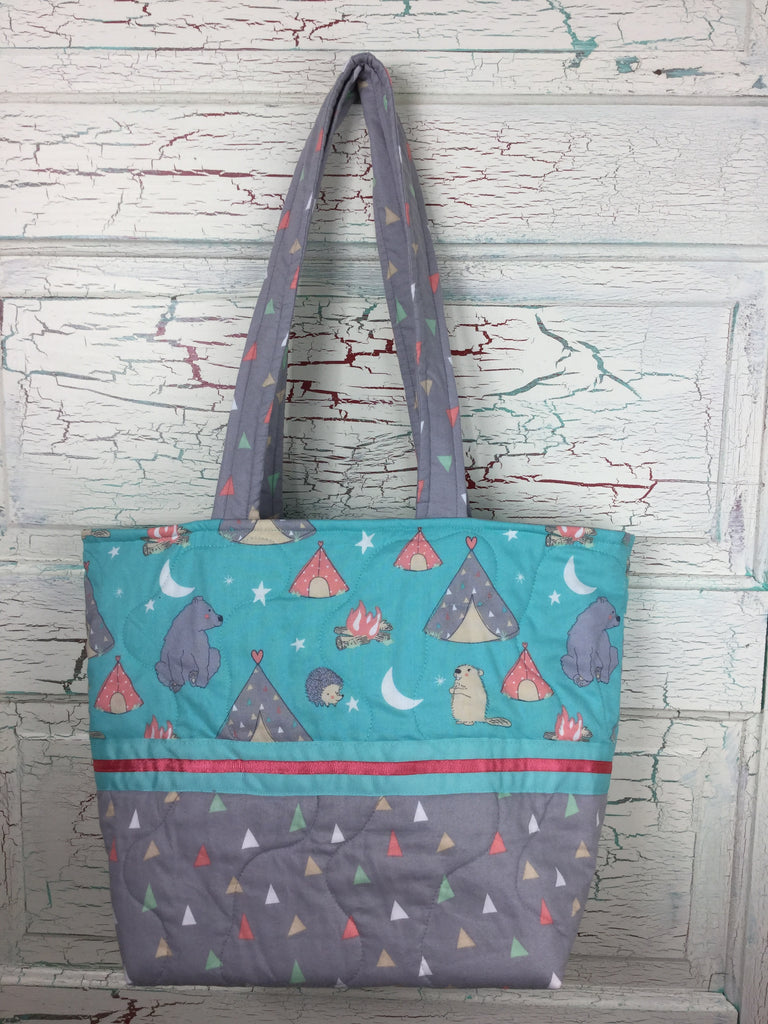 Camping Bear and Hedgehog XL Bag