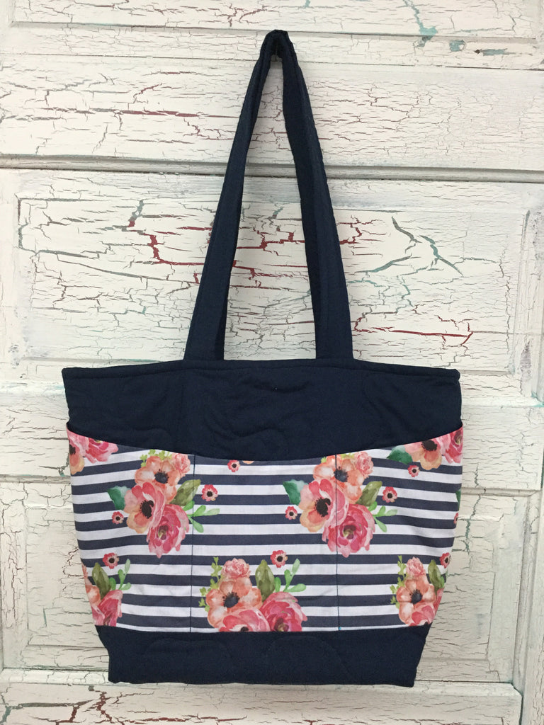 Floral Polka Navy Stripes XL Bag