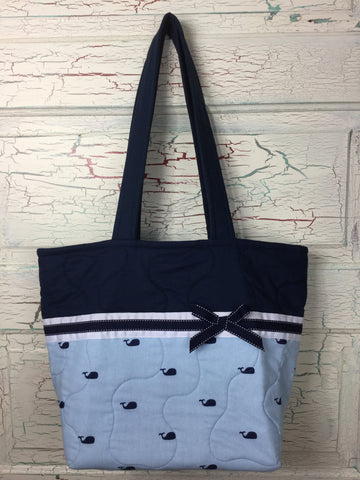 Blue and Navy Whale XL Bag