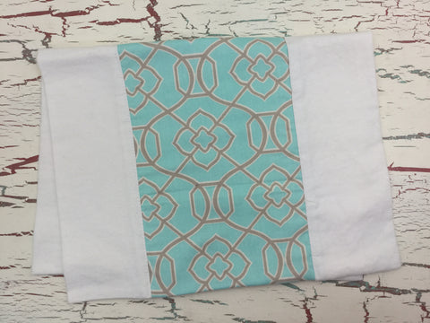 Aqua and Gray Geometric Burp Cloth