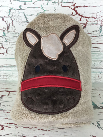 Hooded Bath Towel Horse Tan/Red