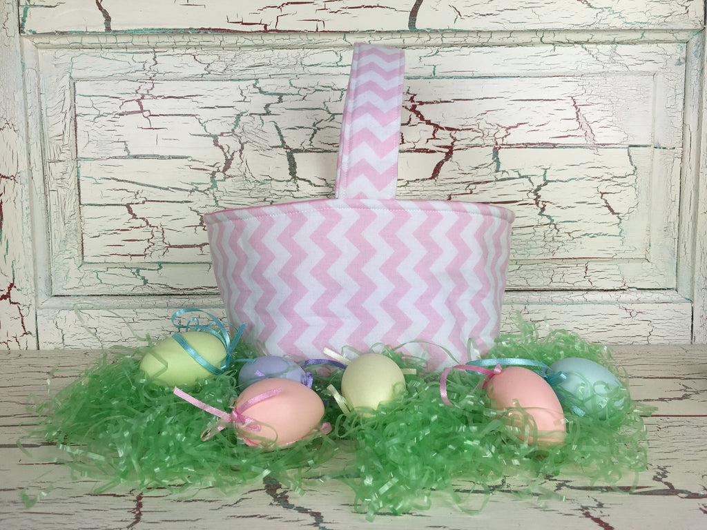 Easter Basket Pink and White Chevron