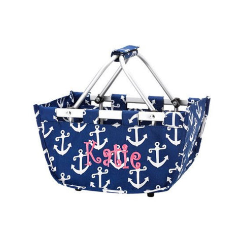 Wholesale Boutique Mini Market Tote Anchors Navy