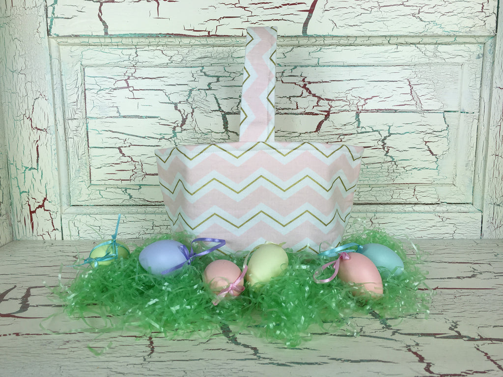 Easter Basket Pale Pink and Gold Chevron