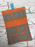 Orange and Aqua Scroll Diaper/Wipee Case