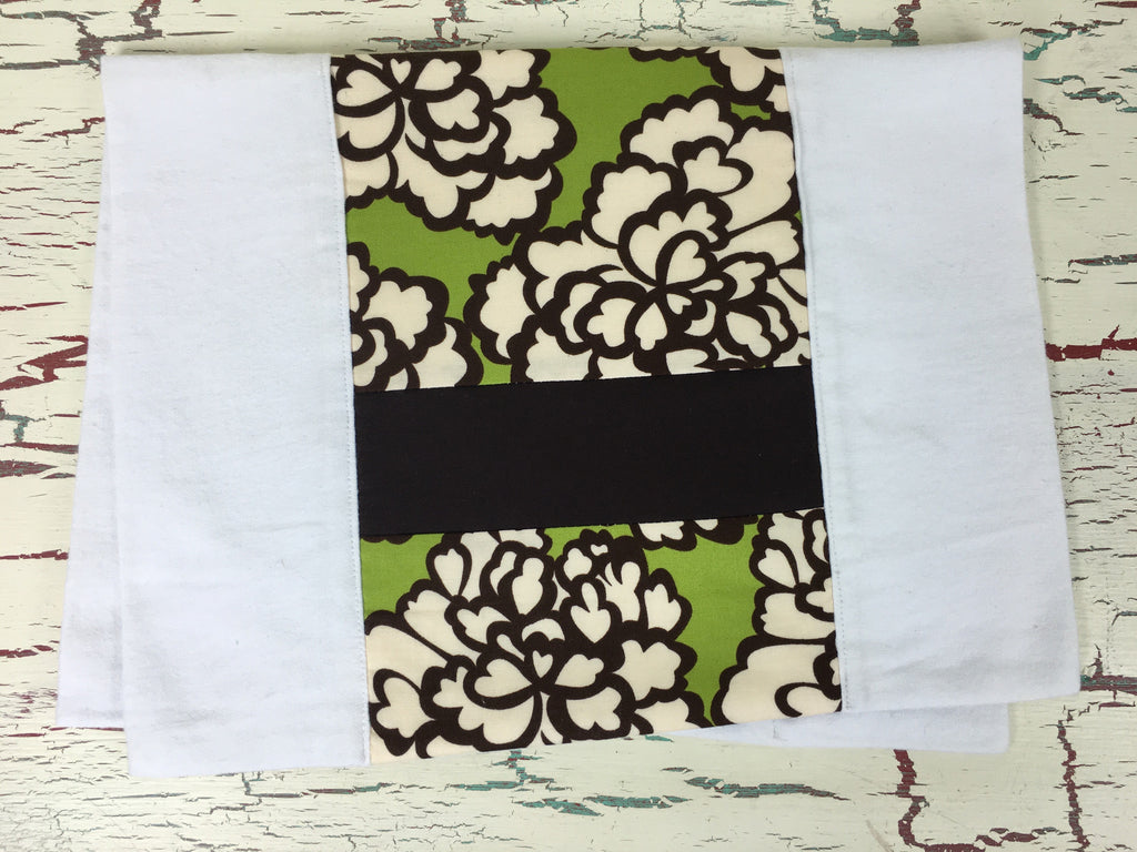 Dark Brown, Ivory, and Green Floral Burp Cloth