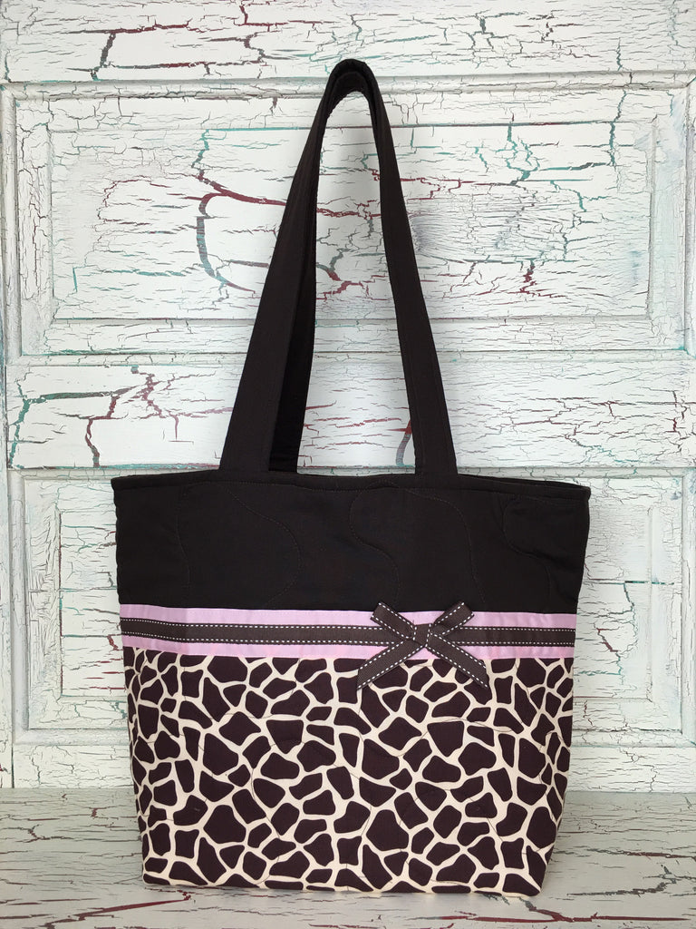 Ivory and Brown Giraffe XL Bag