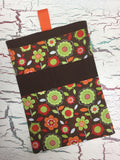 Red, Orange, and Lime Flowers on Brown Diaper/Wipee Case