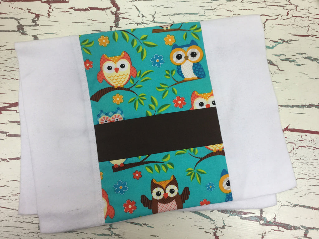 Owls on Teal Burp Cloth