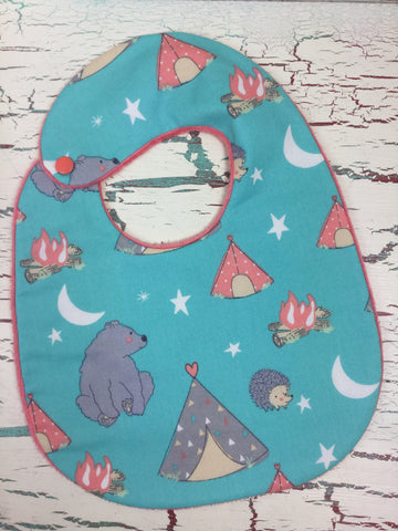 Camping Bear and Hedgehog Bib